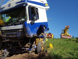 Dopravní nehoda nákladního autombilu na dálnici D1 173. km.
